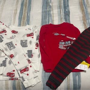 NEW WITH TAGS Carter's Fire Truck Pajama Set - Red, White, and Gray
